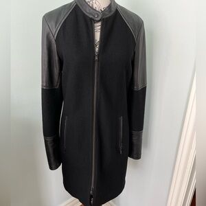 Danier Black Leather and Wool Coat xs EUC
